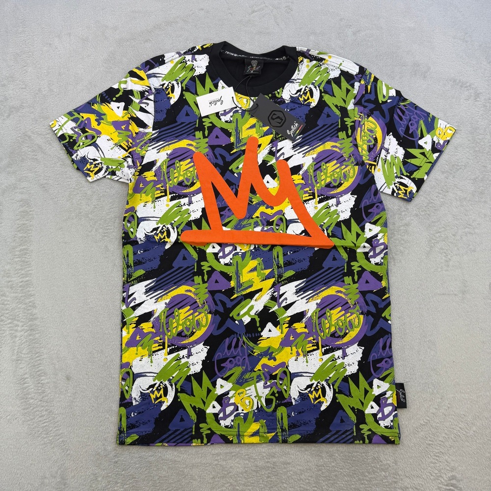 Switch Remarkable T Shirt Mens Medium Multicolor Graffiti All Over Print Crown